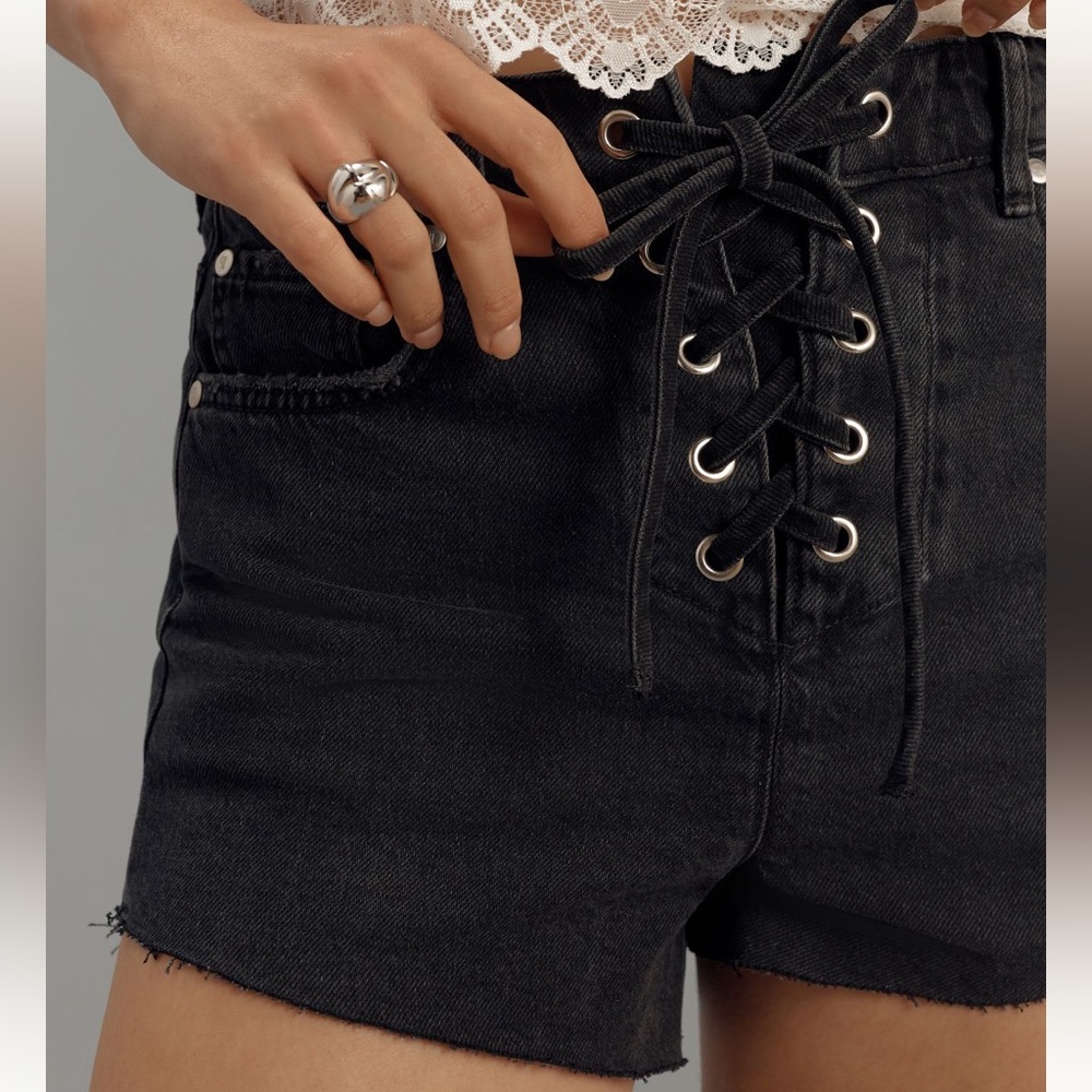 Anthropologie PILCRO LACE-UP DENIM SHORTS